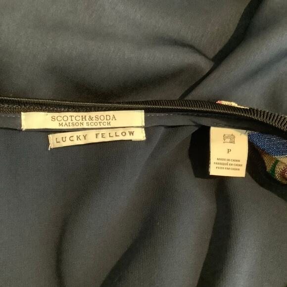 Scotch & Soda Maison Scotch Navy Mini Dress Striped Metallic Knit Sleeves XS - Picture 7 of 10